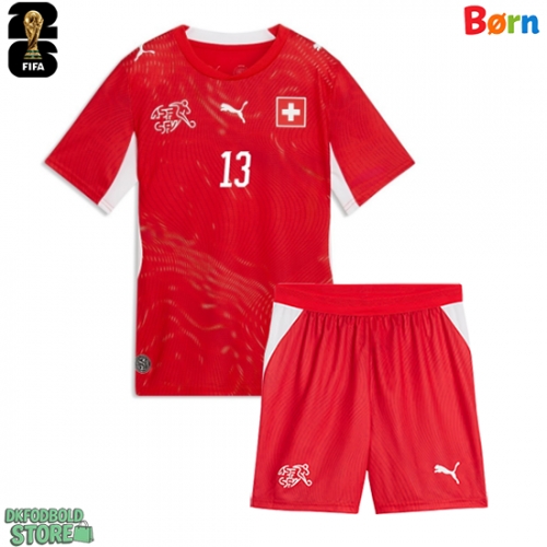 Schweiz Zeki Amdouni #23 Replika Babytøj Hjemmebanesæt Børn VM 2026 Kortærmet (+ Korte bukser)